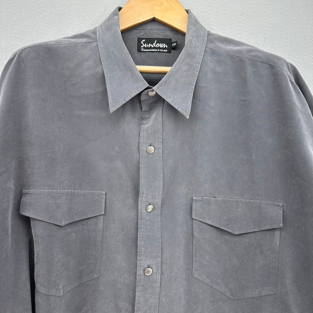 Sundown by Panhandle Slim UNIQUE Western Gray Long Sleeve Western Shirt SZ 2XL